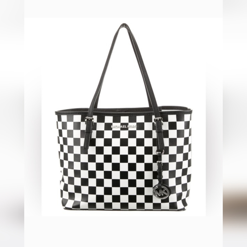 Michael Kors Black and White Checkered Tote